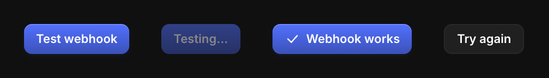 Four buttons showing one async action in each status: idle, pending, success, and error